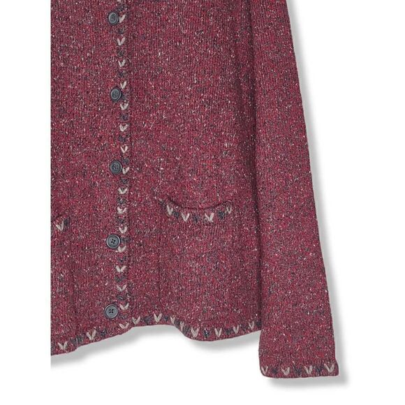 Woolrich Red Jacket Wool Tweed Knit Ruby and Gray LS Button Front Pockets Vintag - Picture 3 of 9